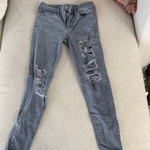 American Eagle Outfitters Charcoal Ripped Jeans